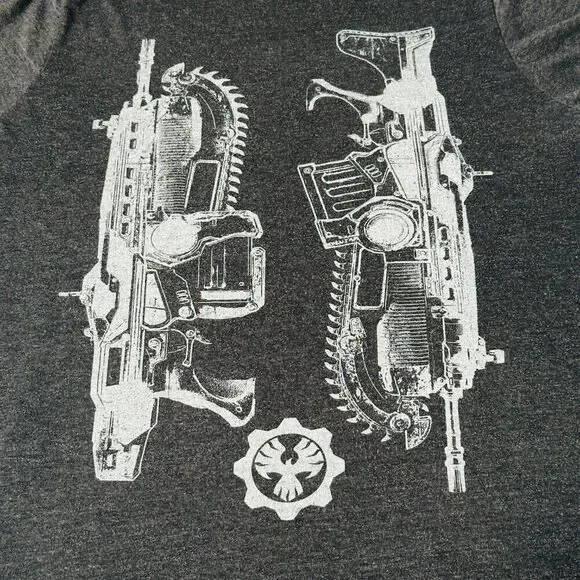 Gears of War Gray T-Shirt - Front Graphic Chainsaw - Size Medium - Microsoft - Picture 2 of 8